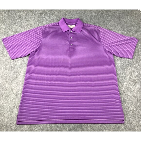 Donald Ross Men's Short Sleeve Purple Pin Striped Golf Polo Shirt Size Large - Picture 9 of 14